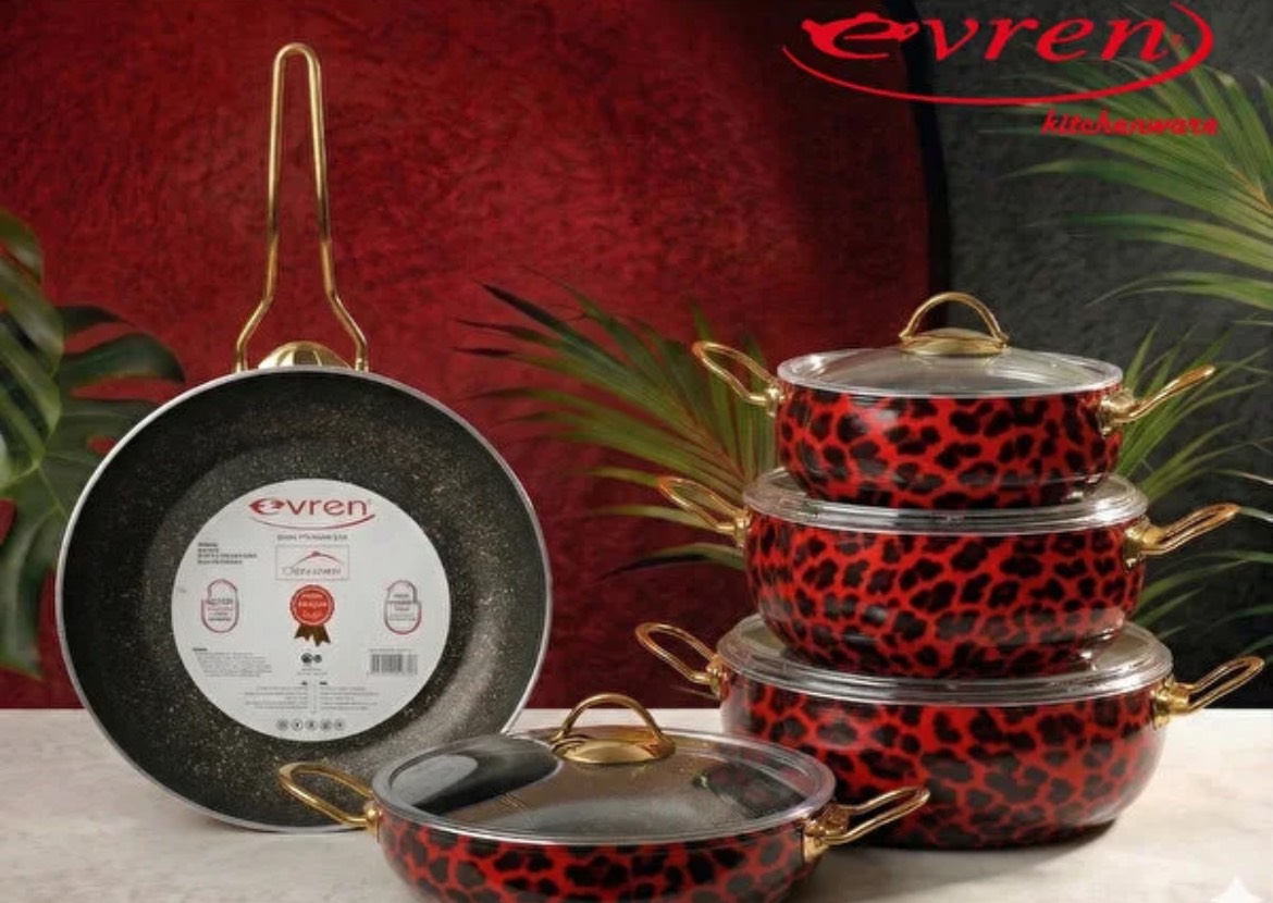 سرویس قابلمه ۹ پارچه پلنگی اورن (Evren) | روکش نچسب Weilburger