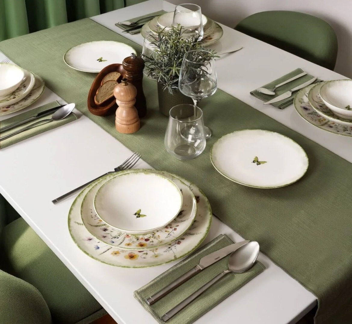 سرویس چینی 4 نفره 16 پارچه Flora Green