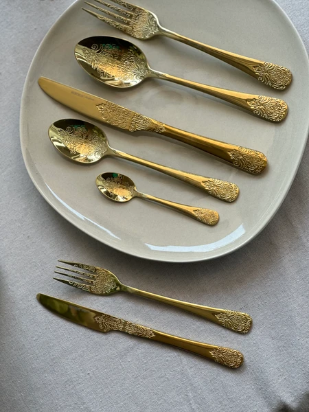 سرویس قاشق چنگال کاراجا 84 پارچه 12 نفره مدل Elegance Gold