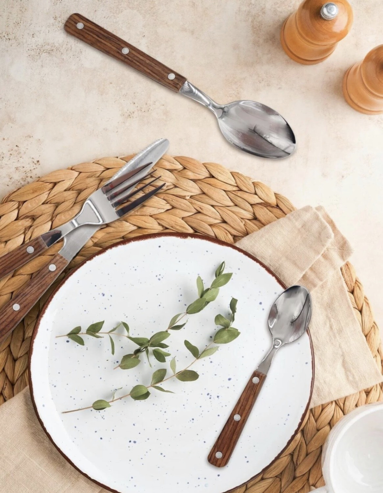 سرویس قاشق چنگال چوبی ۲۴ پارچه استیل ضدزنگ طرح وودی ترکیه