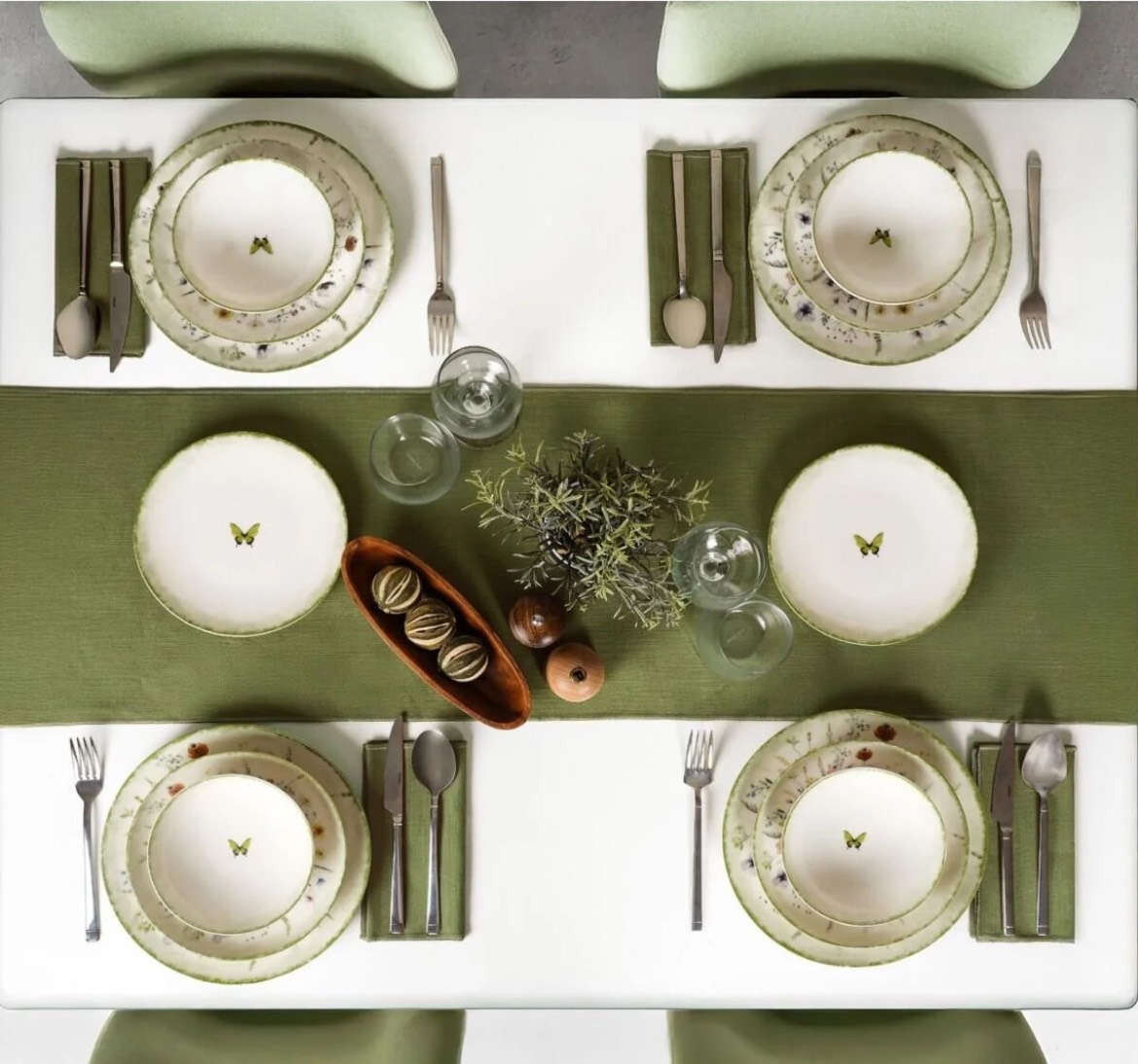 سرویس چینی 4 نفره 16 پارچه Flora Green