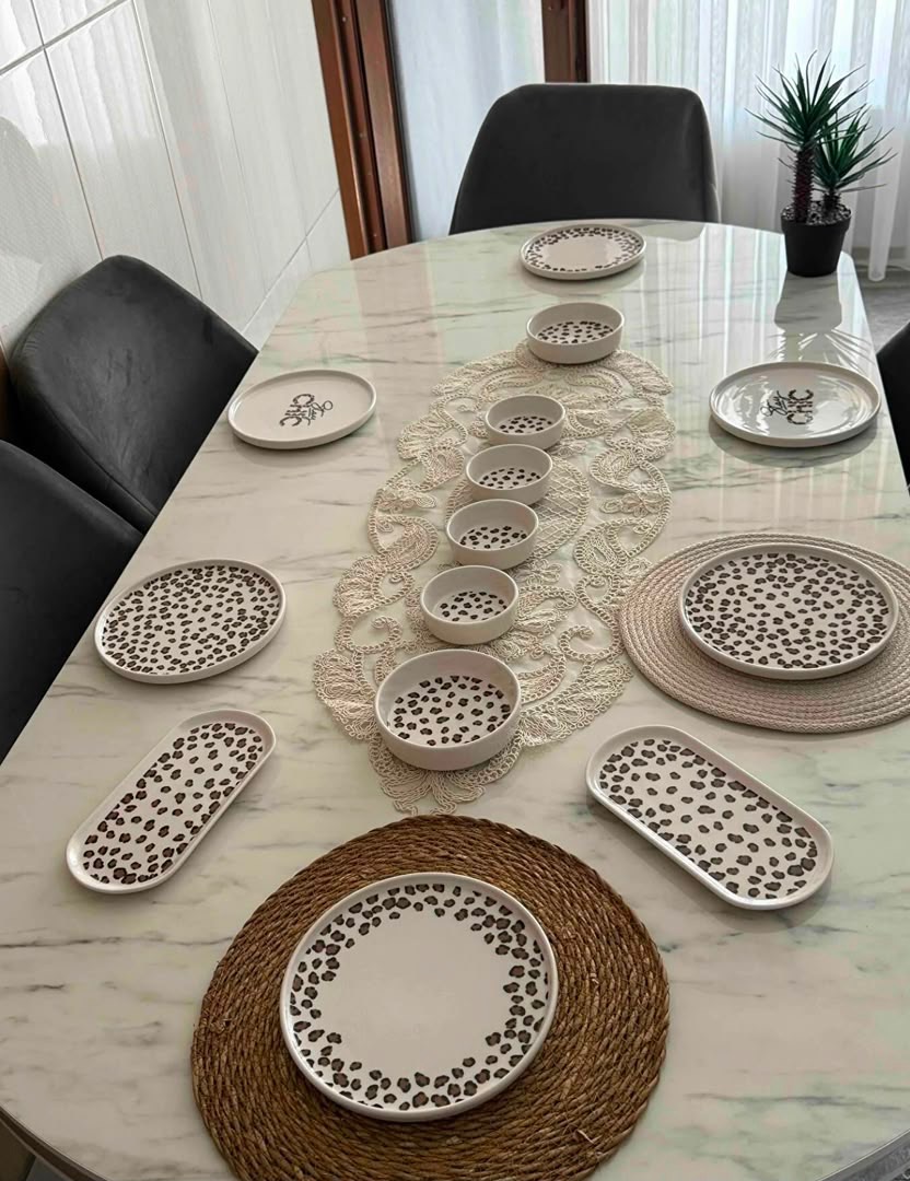 سرویس صبحانه‌خوری ۱۴ پارچه Kitchen Life Premium طرح پلنگی (Leopar)