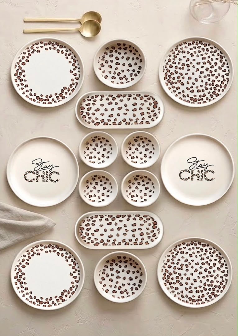 سرویس صبحانه‌خوری ۱۴ پارچه Kitchen Life Premium طرح پلنگی (Leopar)