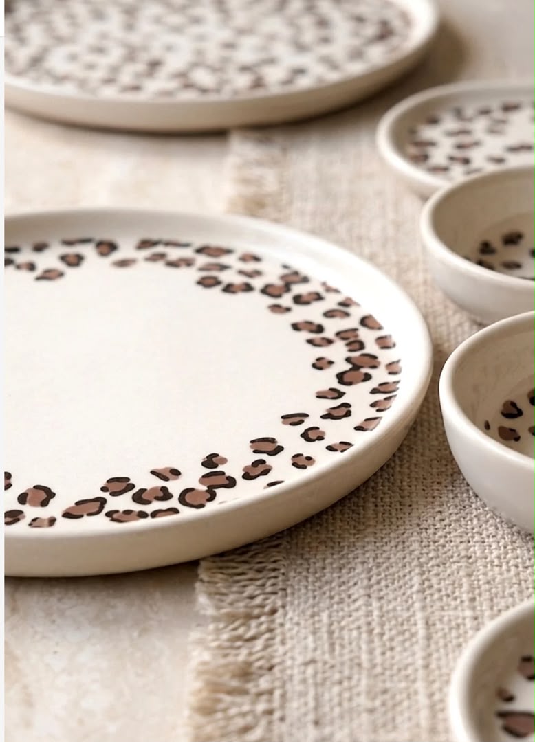 سرویس صبحانه‌خوری ۱۴ پارچه Kitchen Life Premium طرح پلنگی (Leopar)