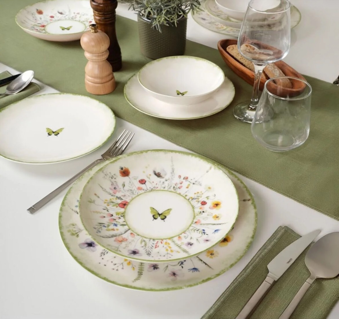 سرویس چینی 4 نفره 16 پارچه Flora Green